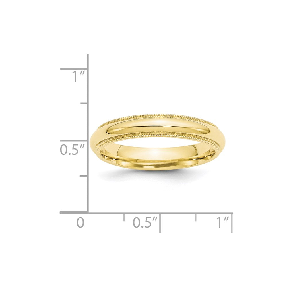 10k Yellow Gold 4mm Milgrain Half Round Comfort Fit Wedding Band Size 7.5