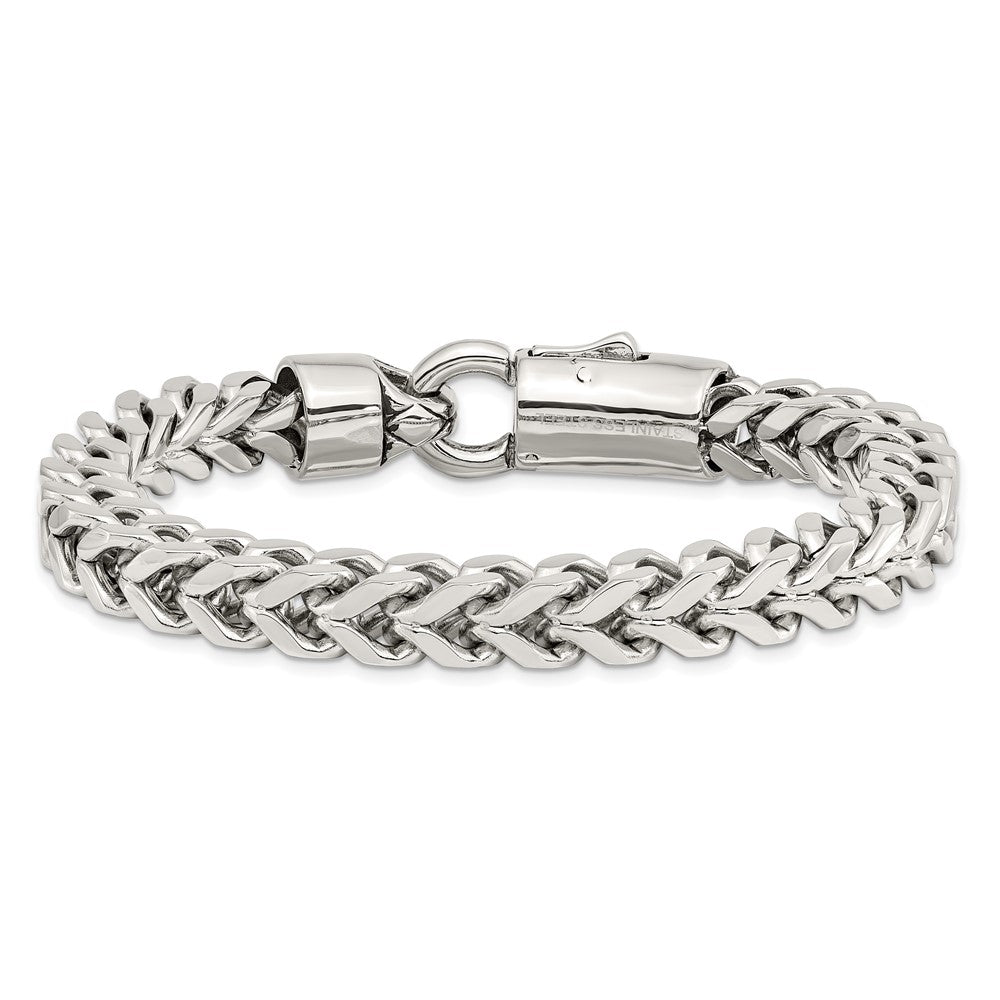 Stainless Steel Antiqued and Polished Franco Link 8.5in Bracelet 8.5 inches