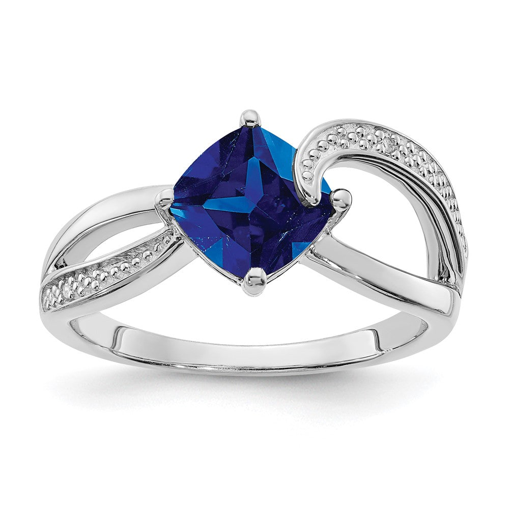 ANC Sterling Silver CR Sapphire & Diamond Ring