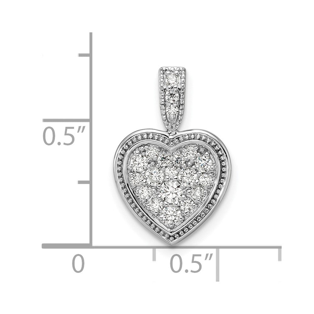 14k White Gold 3/8 carat Lab Grown Diamond VS/SI+ G+ Framed Heart Pendant