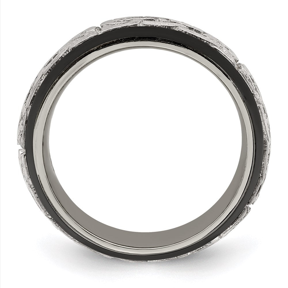 Edward Mirell Black Ti w/Sterling Silver Casted 9mm Band