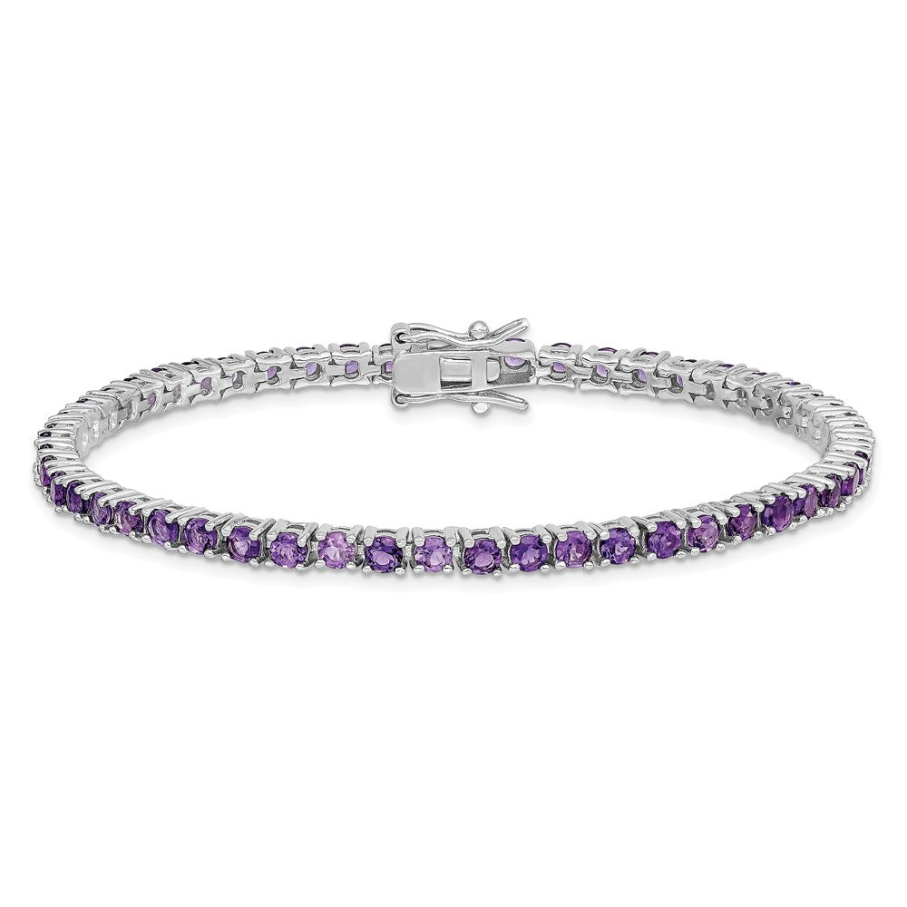 Sterling Silver Rhodium-plated Amethyst Bracelet 7 inches