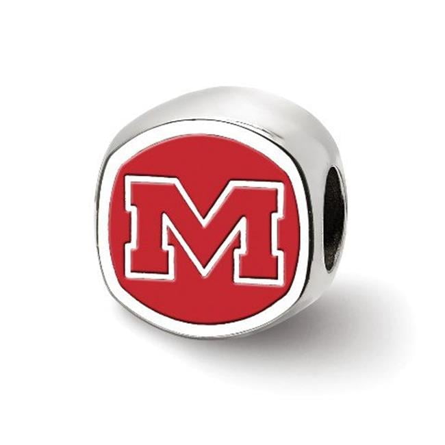 Sterling Silver U of Mississippi Cushion Shaped Logo Bead Charm