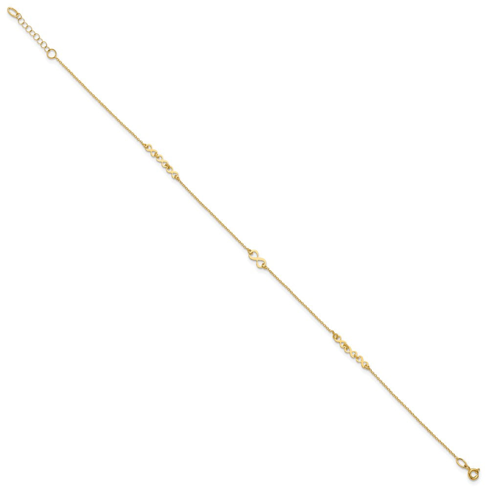 10K Polished and Dia-cut Infinity 10in Plus 1in ext. Anklet