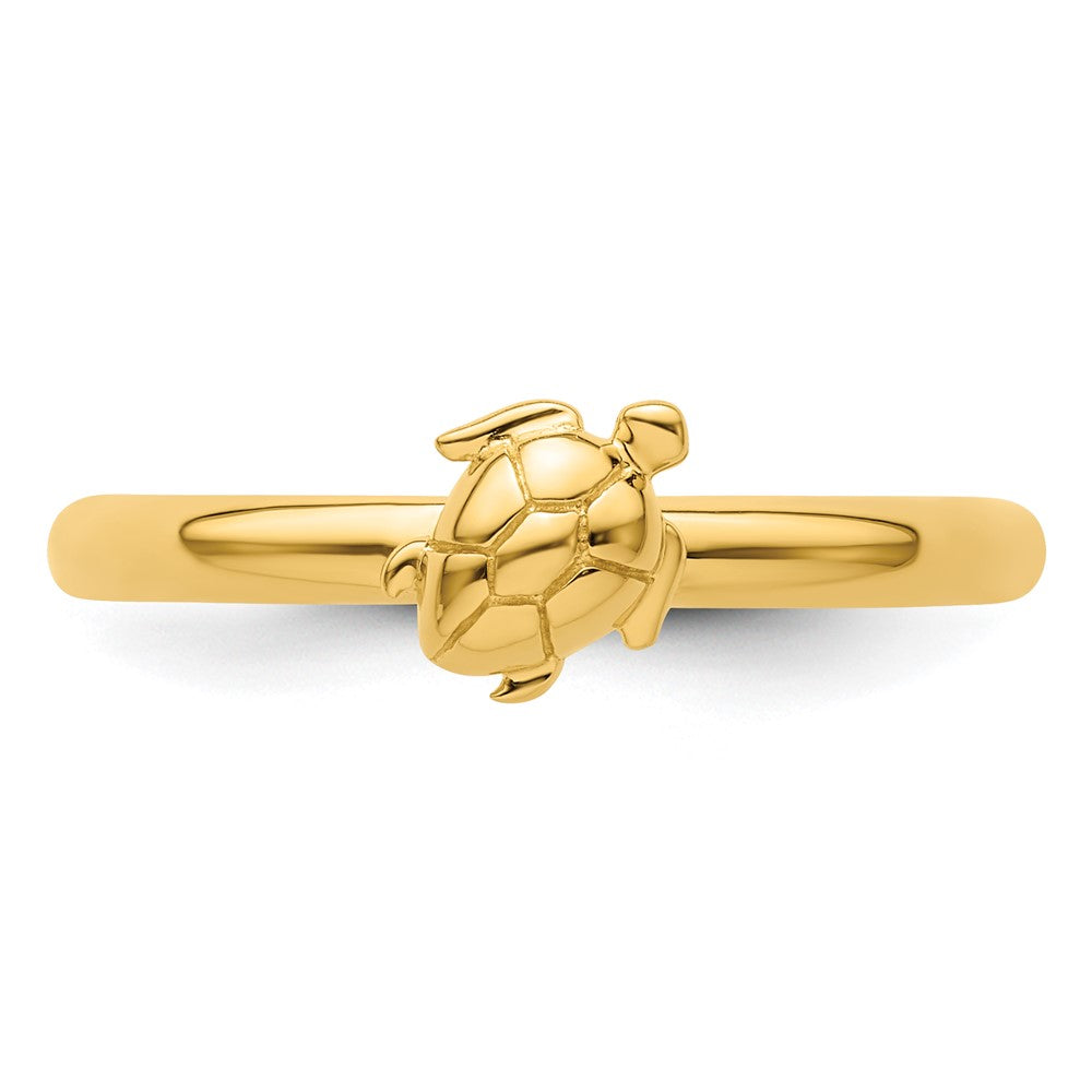 Sterling Silver Stackable Expressions Yellow-plated Turtle Ring