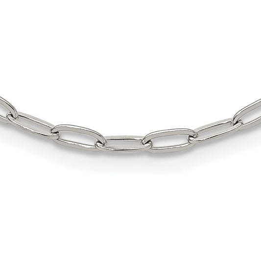 Stainless Steel Polished Open Link Paperclip 15in w/2in ext. Necklace
