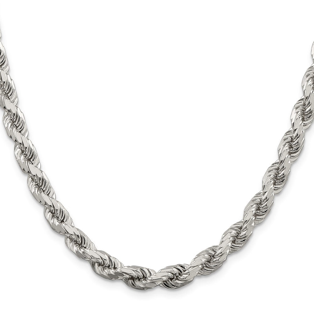 Sterling Silver 6.5mm Diamond-cut Rope Chain 30 Inches