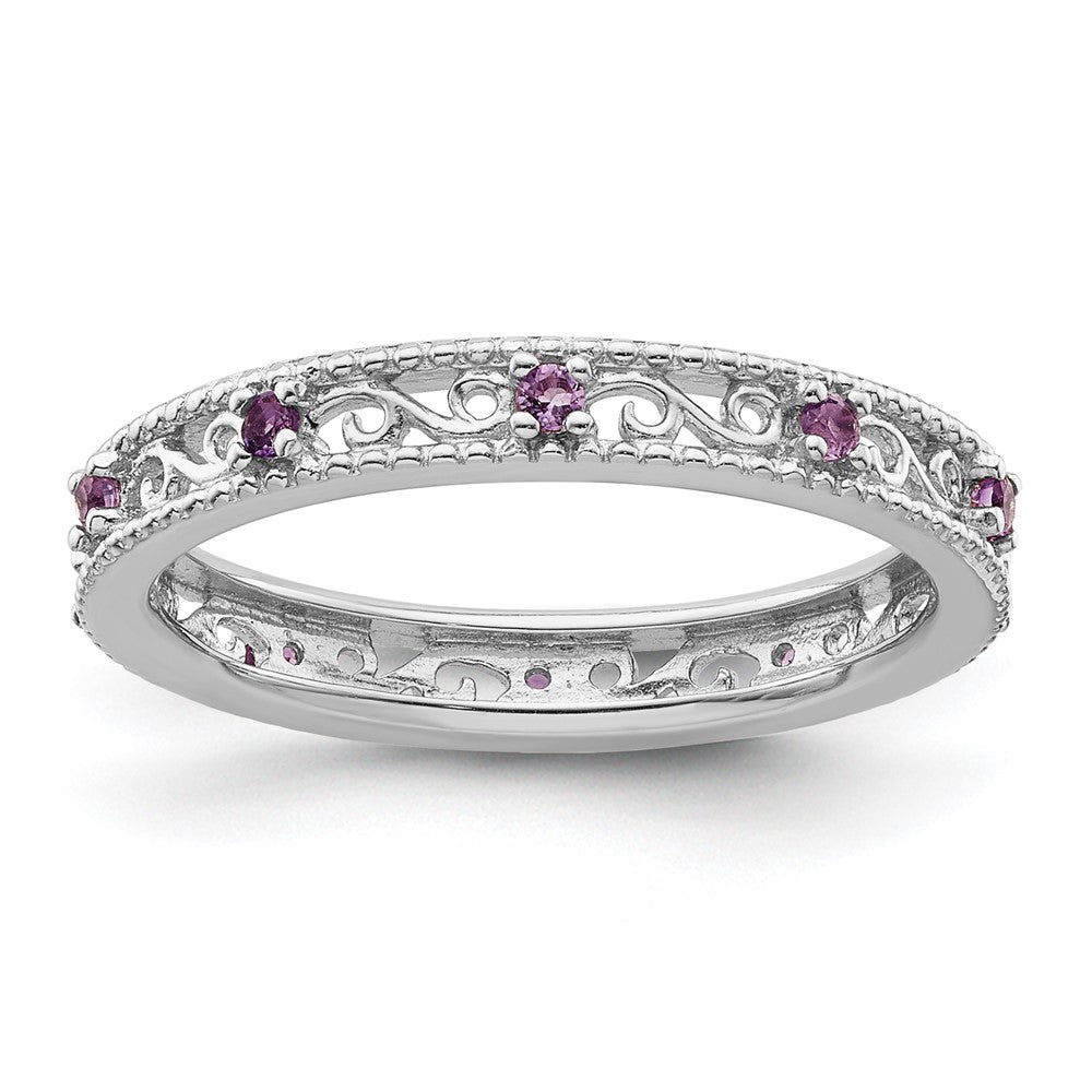 Sterling Silver Stackable Expressions Amethyst Ring Size -10