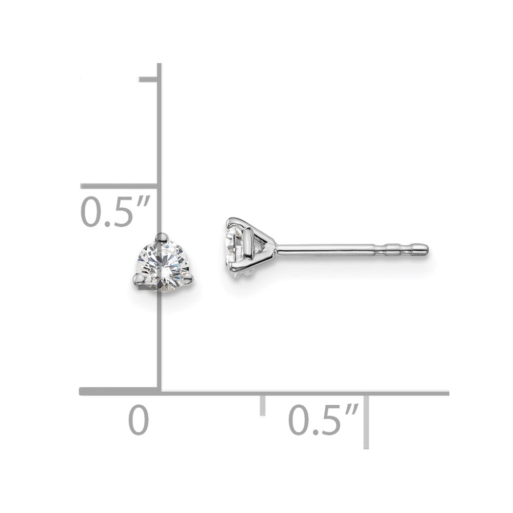 14k White Gold 1/4 ctw Certified Lab Grown Diamond VS/SI+ G+ Round 3 Prong Heavy Wt. Stud Earrings