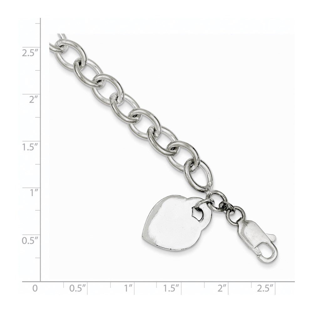 Sterling Silver Polished Engraveable Heart Bracelet 7.25 inches