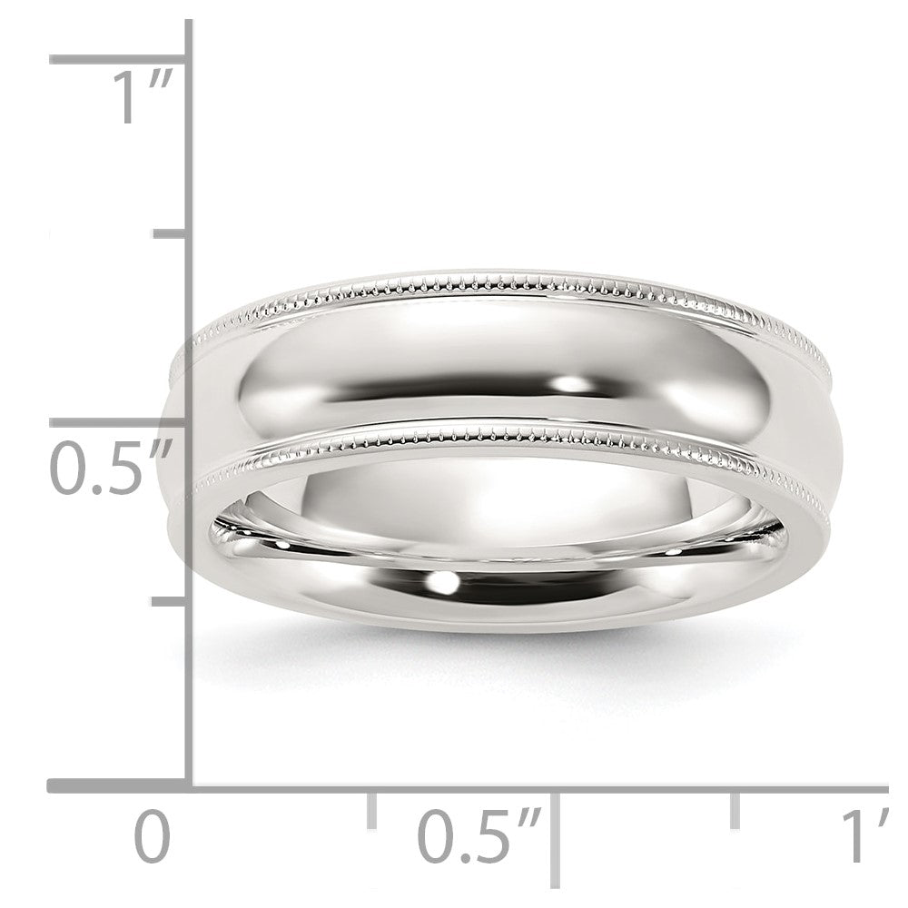 Sterling Silver 6mm Comfort Fit Half Round Milgrain Size 4.5 Band