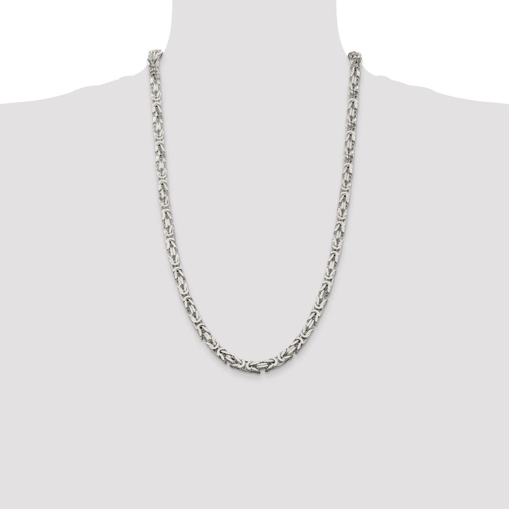 Sterling Silver 6mm Byzantine Chain 26 Inches