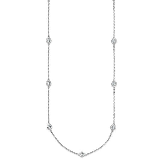Sterling Shimmer Sterling Silver Rhodium-plated 3mm CZ 13 Stone 13 Station 20 inch Necklace 20 Inches