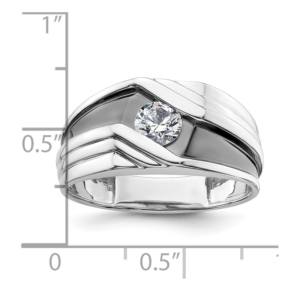 IBGoodman 14k White Gold with Black Rhodium 3/8 carat Lab Grown Diamond VS/SI+ G+ Complete Satin Men's Ring