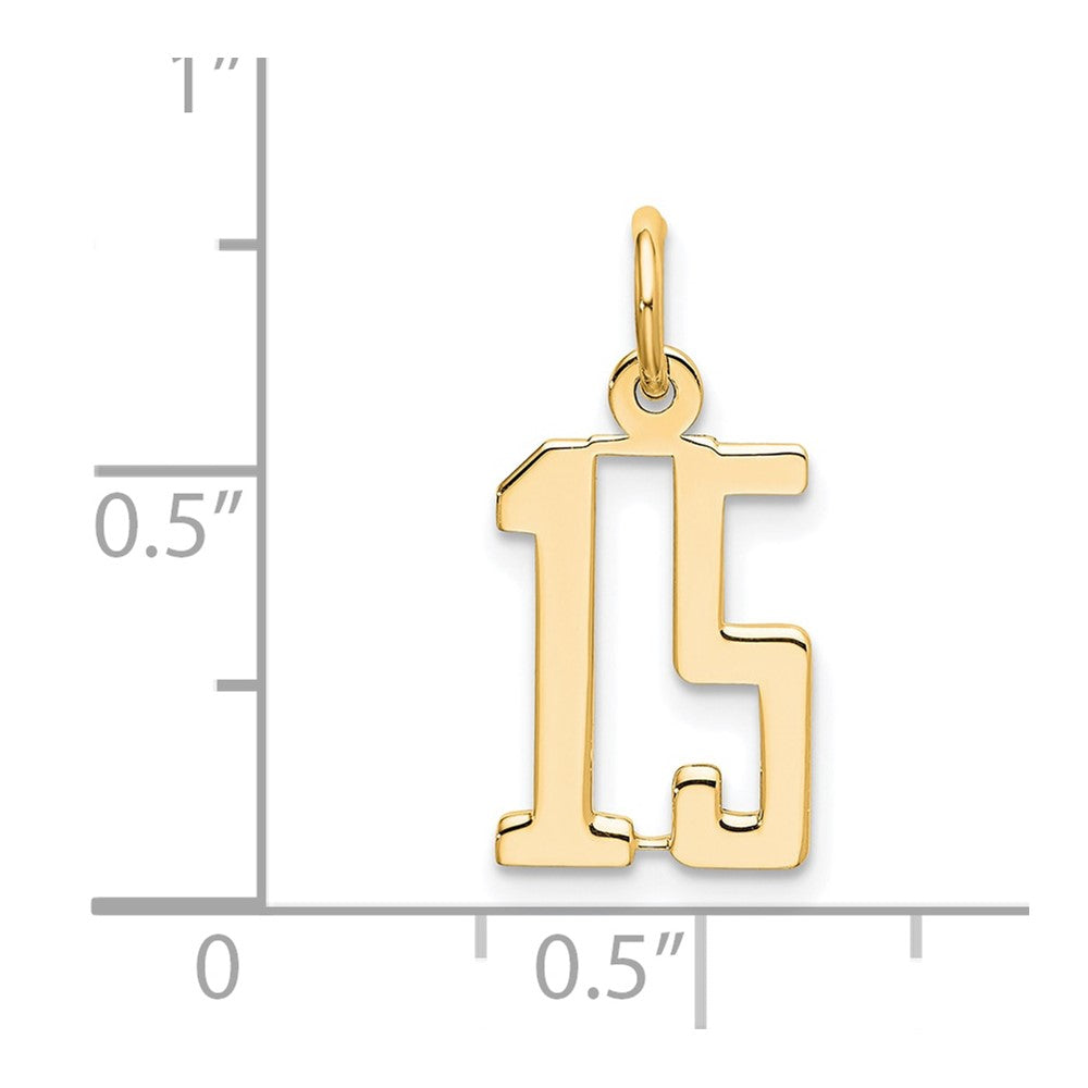 14k Small Elongated Number 15 Charm