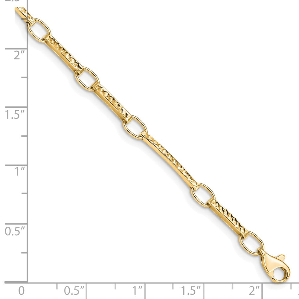 10k Polished and Textured Fancy Link Bracelet