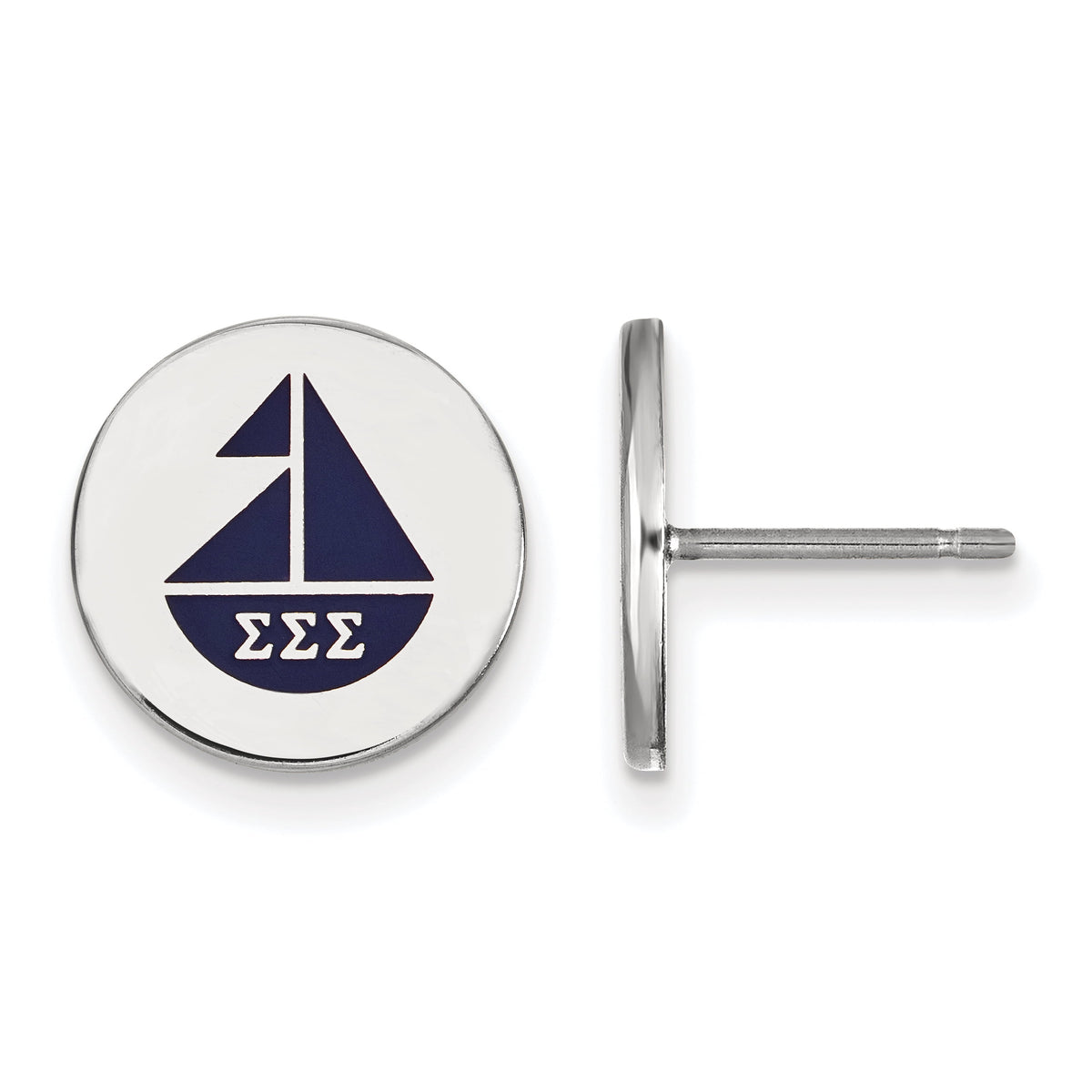 Sterling Silver Official Licensed Greek Sororities Sigma Sigma Sigma (???) Enameled Post Earrings