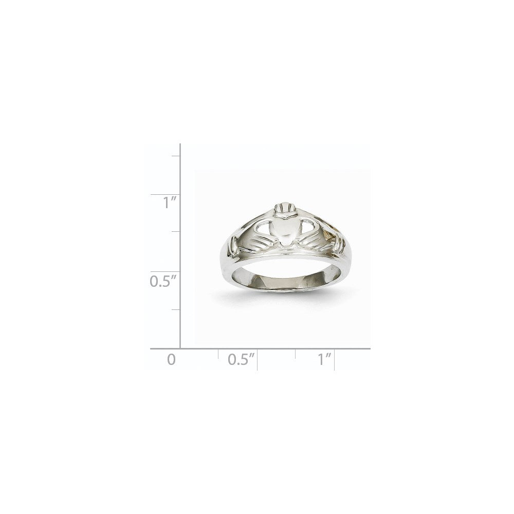 14k White Gold Ladies Claddagh Ring size 6