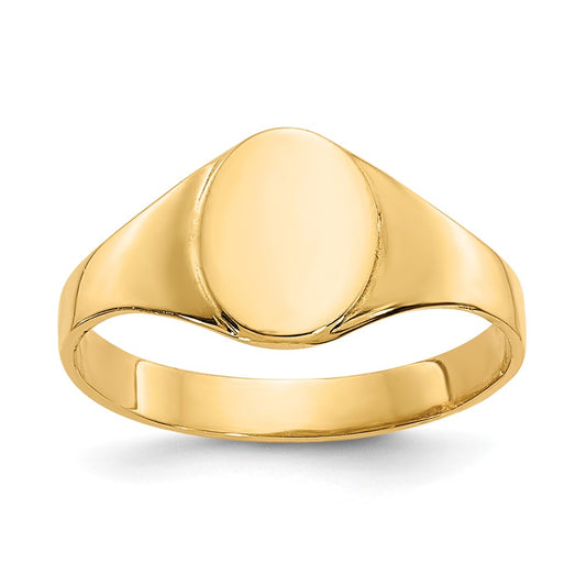 14k High Polished Oval Closed Back Baby Signet Ring Size 1
