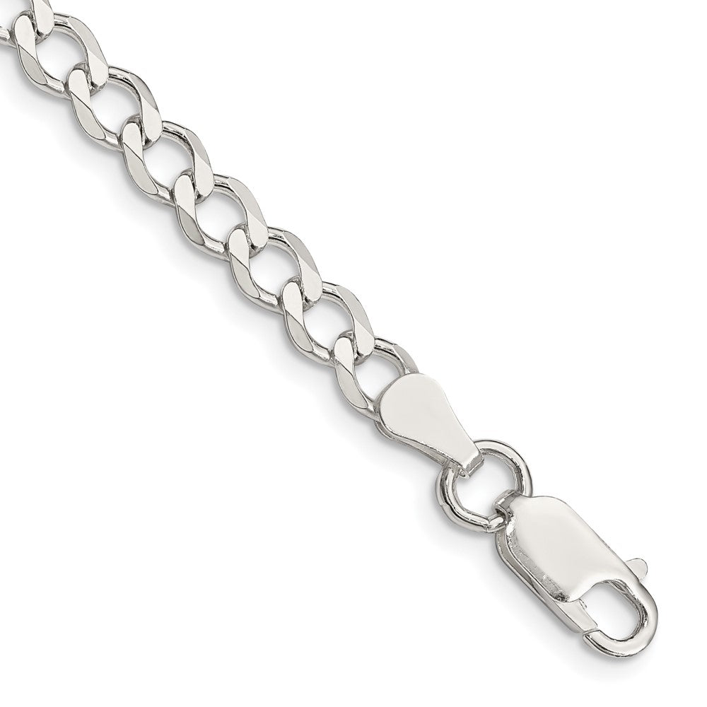 Sterling Silver 5.3mm Semi-solid Flat Curb Chain 8 inches