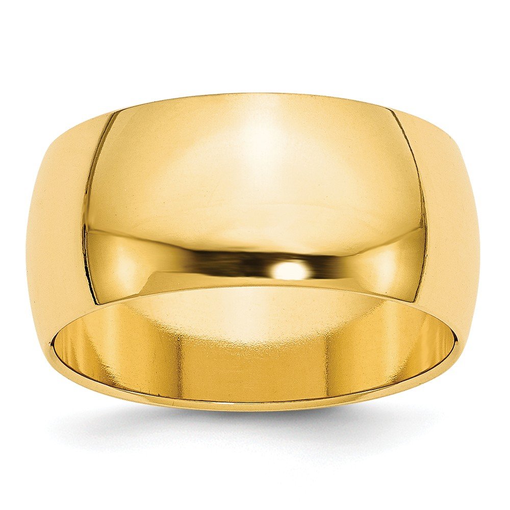 14k Yellow Gold 10mm Half Round Wedding Band Size 14