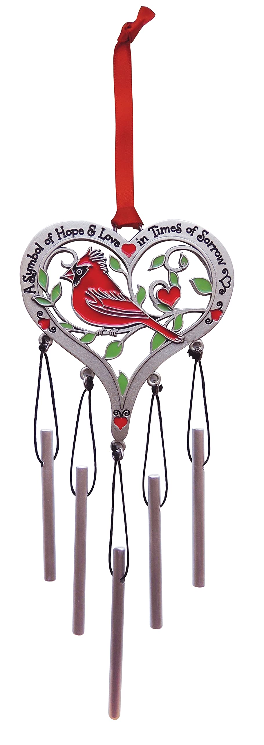 CA Gift 22589X Wind Chime - Cardinal Heart - Boxed