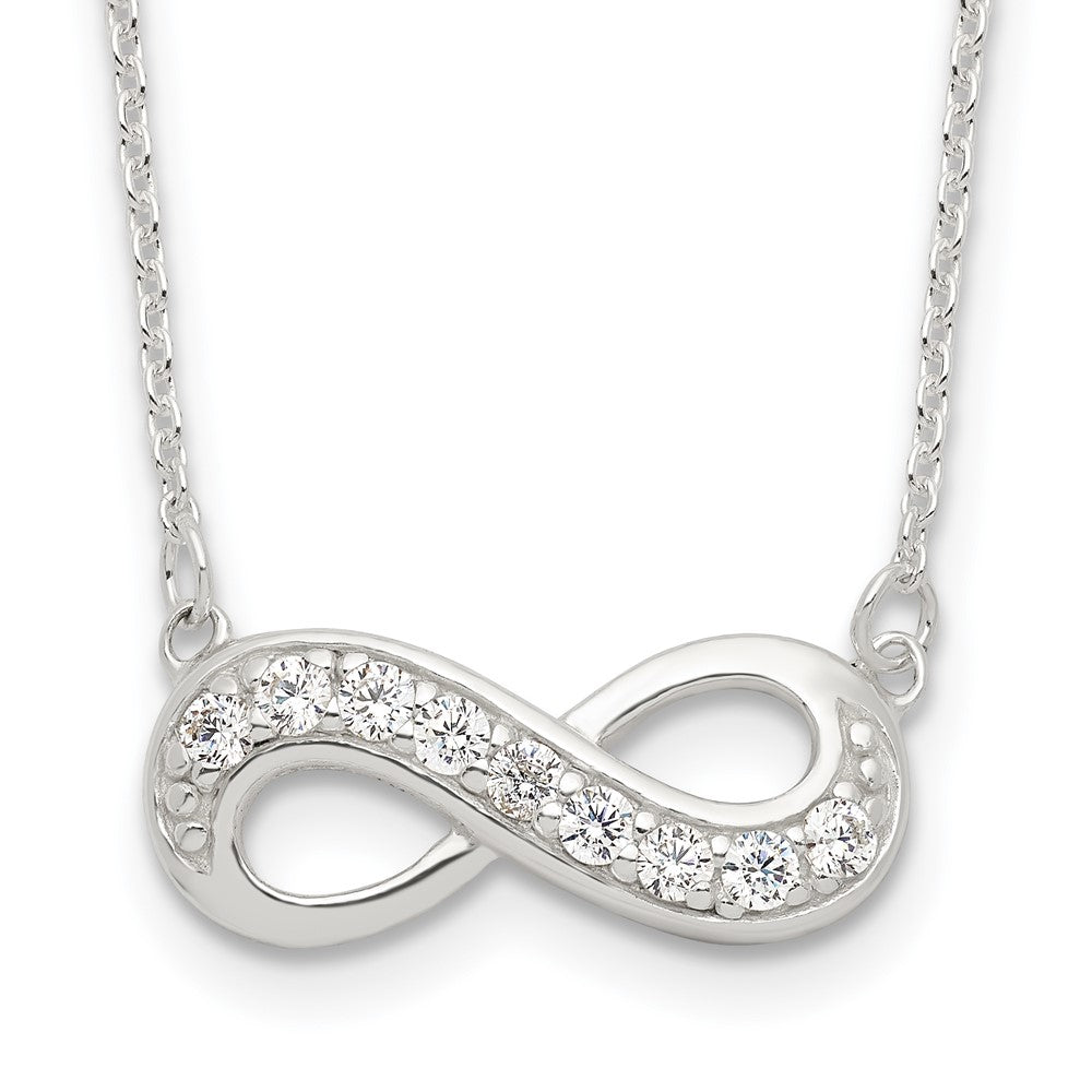 Sterling Silver CZ Infinity Necklace 16.5 Inches