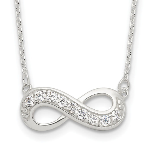 Sterling Silver CZ Infinity Necklace 16.5 Inches