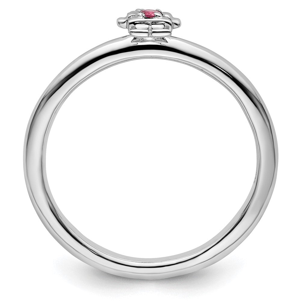 Sterling Silver Stackable Expressions Rhodium Pink Tourmaline Girl Ring