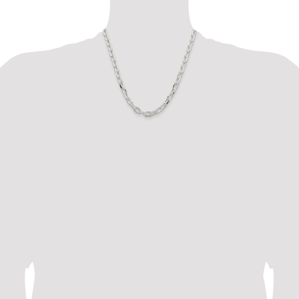 Sterling Silver 7.5mm Diamond-cut Long Link Cable Chain 20 Inches