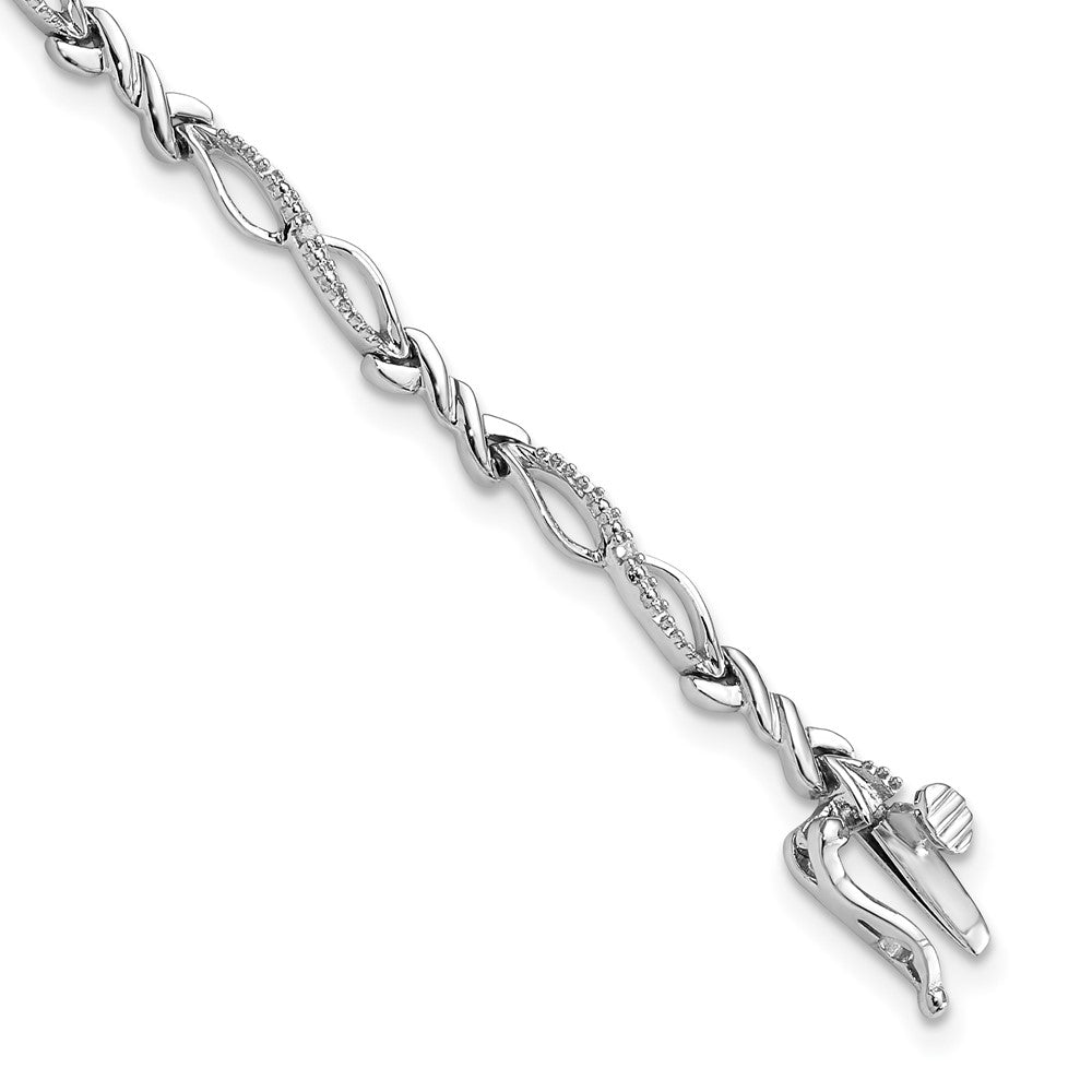 Sterling Silver Rhodium-plated Diam. Bracelet 7 inches