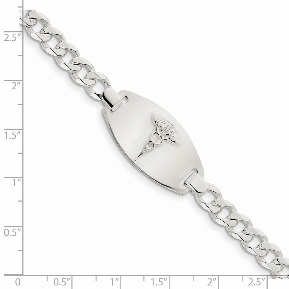 Sterling Silver Medical Jewelry Curb Link Bracelet 8.25 inches
