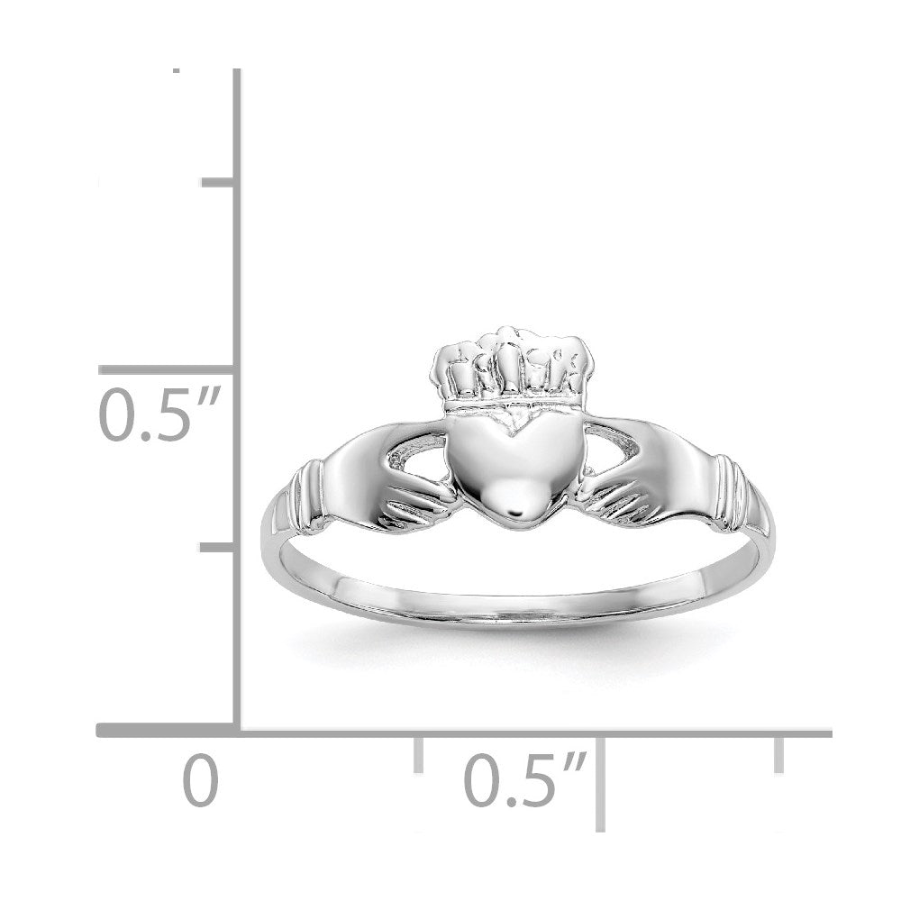 14k White Gold Ladies Claddagh Ring size 6