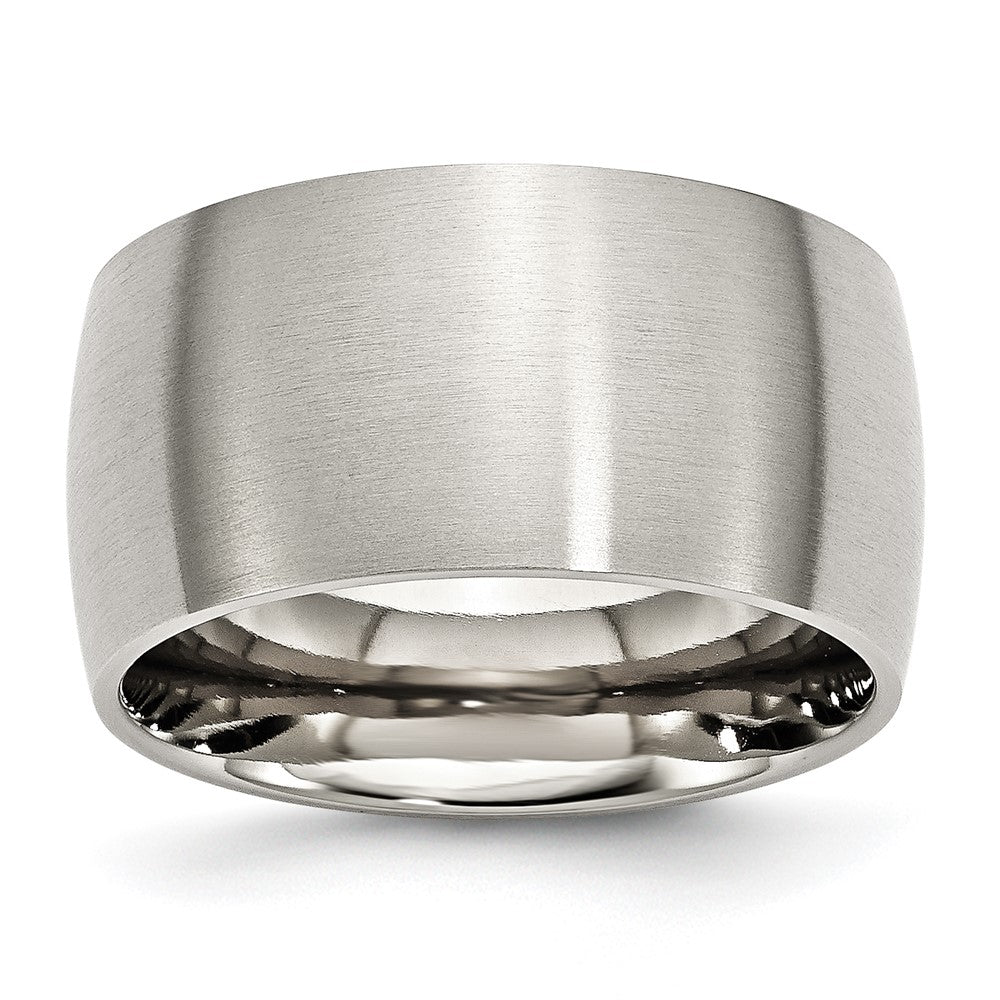 Stainless Steel Brushed 12mm Half Round Band Size - 9.5