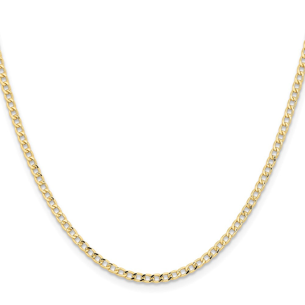 14K 20 inch 2.85mm Semi-Solid Curb with Lobster Clasp Chain