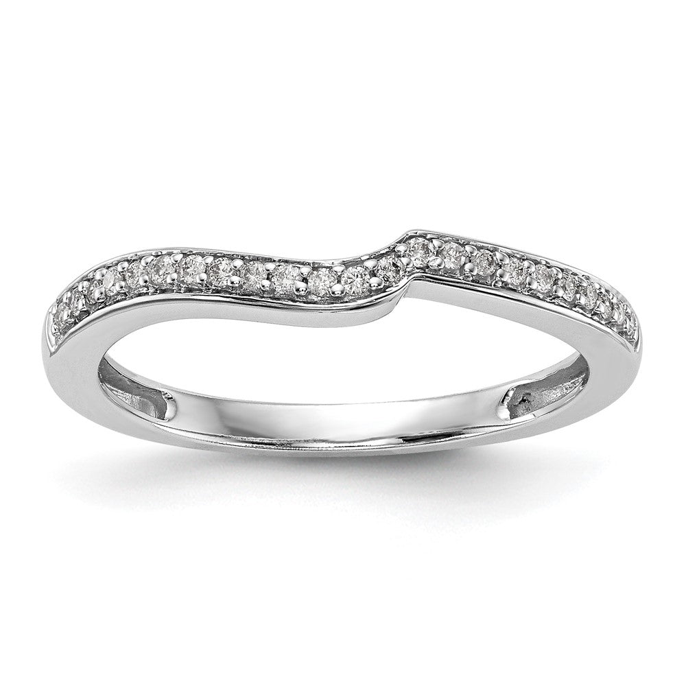 10K White Gold 1/10 carat Diamond Contoured Complete Wedding Band