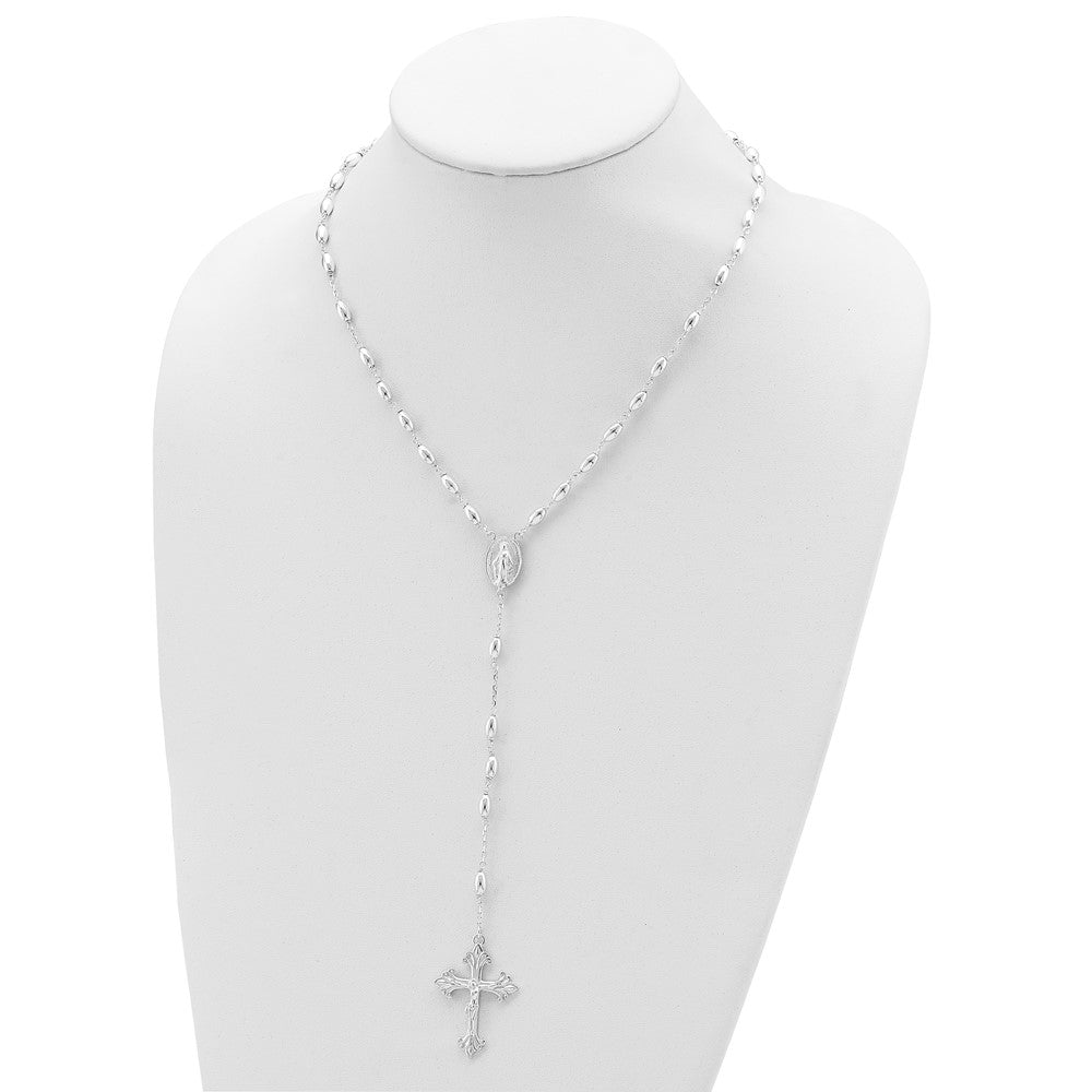 Sterling Silver Polished Bead Rosary 18 inch Necklace 18 Inches