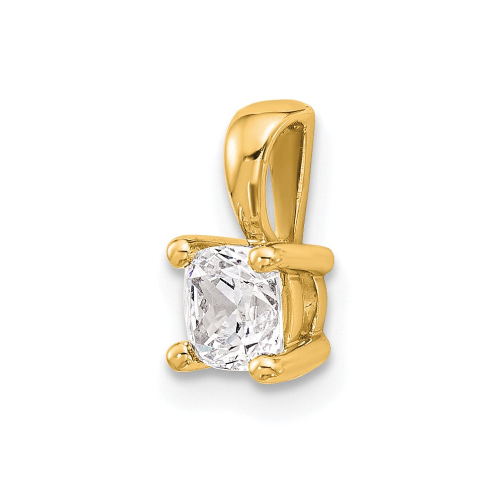 14k 1/2 carat Lab Grown Diamond VS+ F+ Cushion Complete Four Prong Pendant