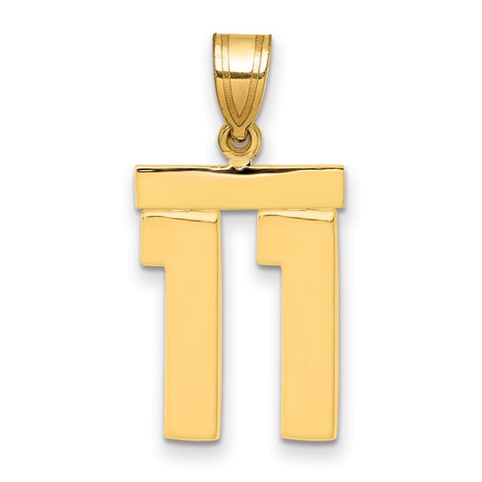 14k Medium Polished Number 11 Charm