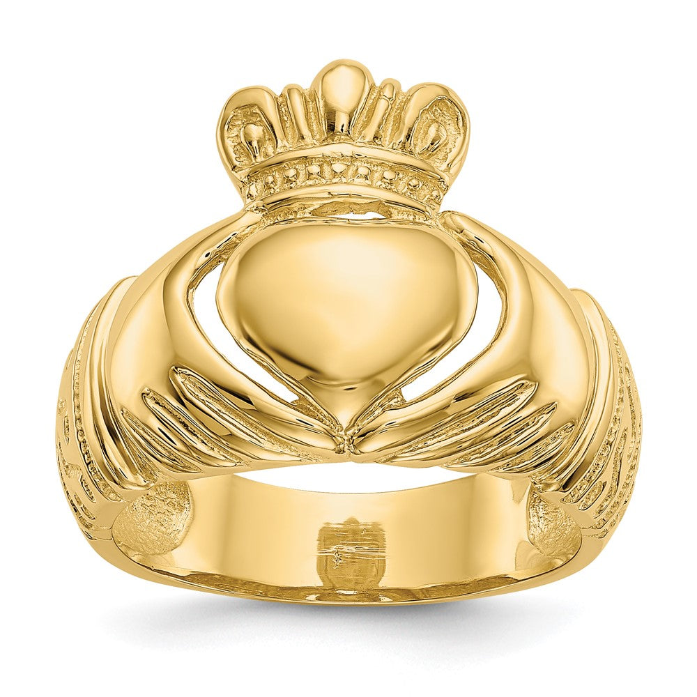 14k Polished Domed Claddagh Ring Size 8.5