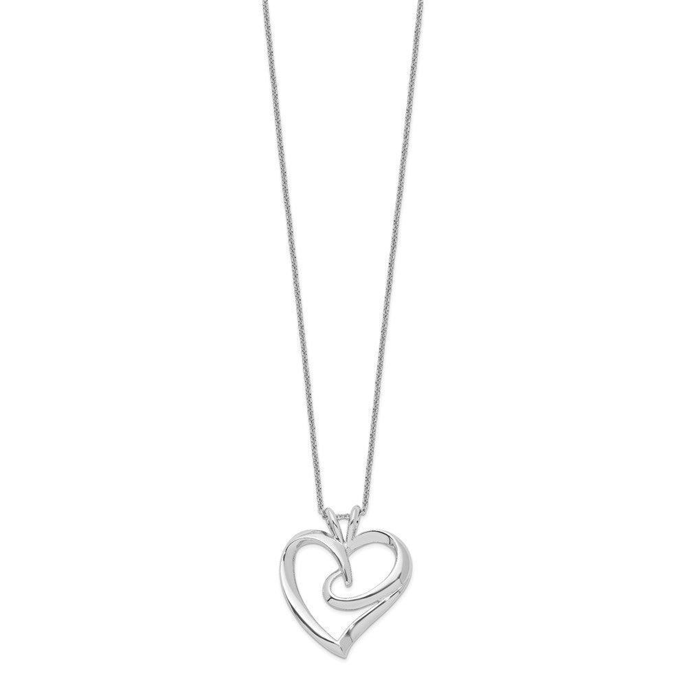 Sentimental Expressions Sterling Silver Rhodium-plated The Hugging Heart 18in Necklace 18 Inches