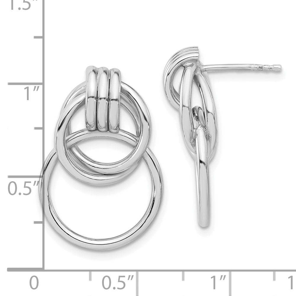 Sterling Silver Rh-plated Polished Circle Drop Post Earrings