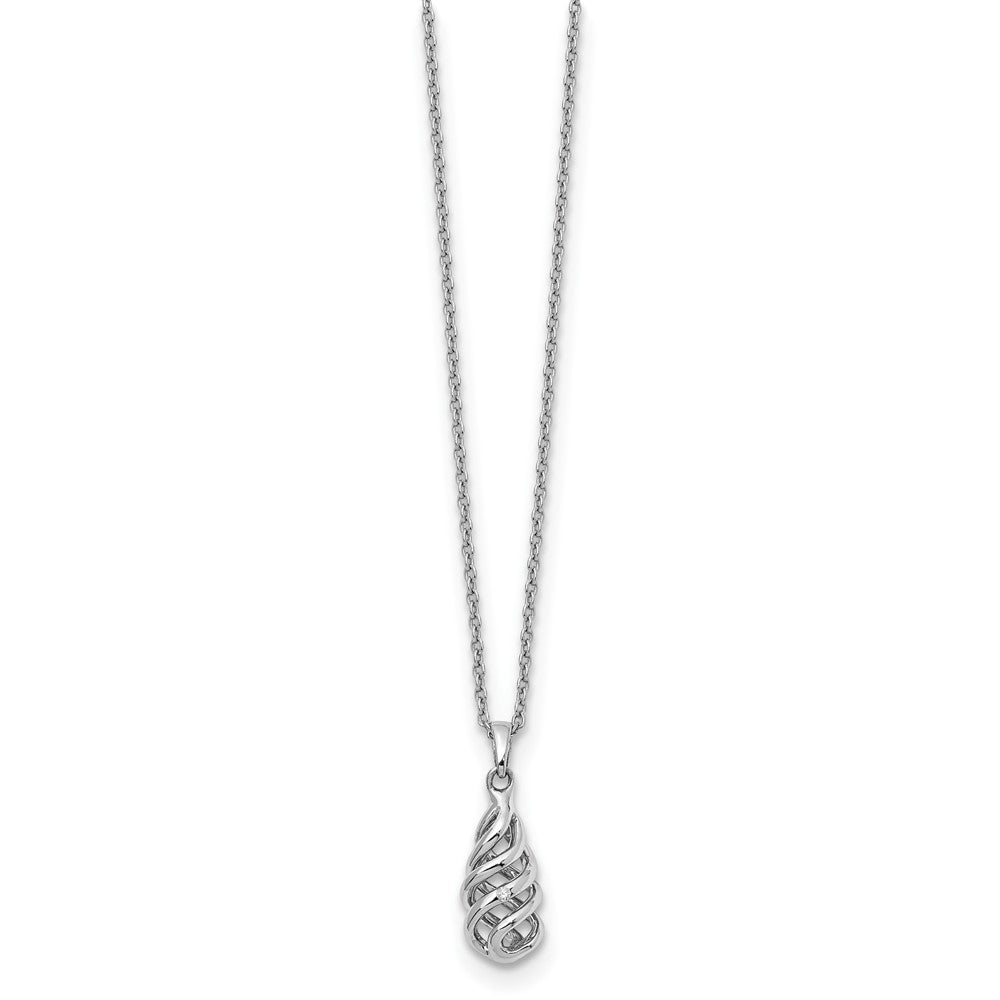 White Ice Sterling Silver Rhodium-plated 18 Inch Diamond Spiral Necklace with 2 Inch Extender 18 Inches