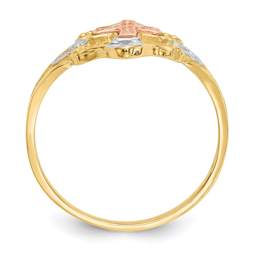 14K Two-tone w/White Rhodium Cross Ring Size 7