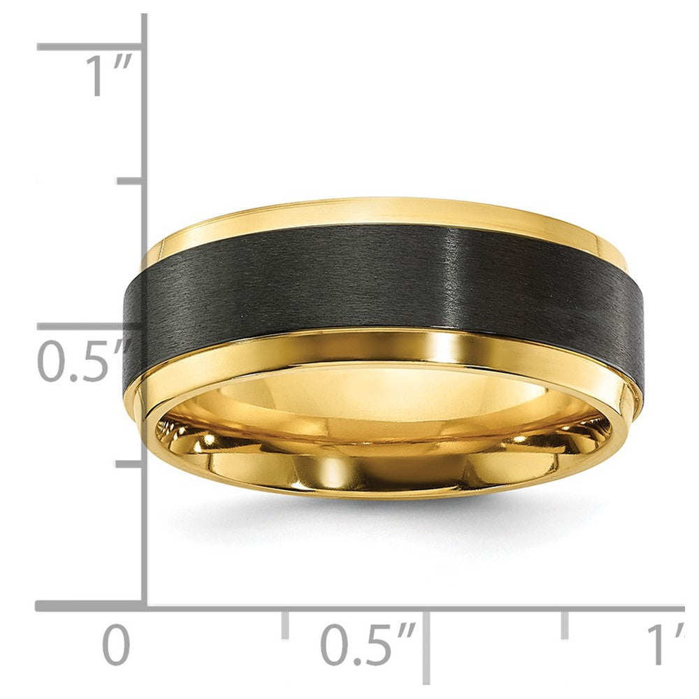 Black Zirconium Polished Yellow IP-plated w/Brushed Center 8mm Band Size - 8