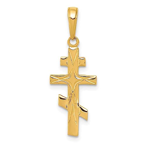 14k Eastern Orthodox Cross Pendant