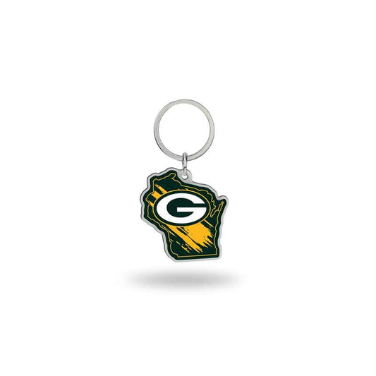 Green Bay Packers Metal Keychain State Shaped