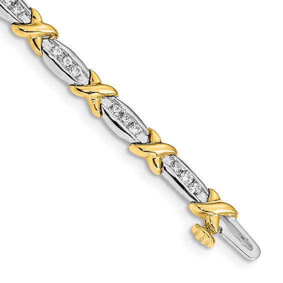 14k Two-Tone 1 carat Lab Grown Diamond VS/SI+ G+ Complete 6.5 inch Tennis Bracelet