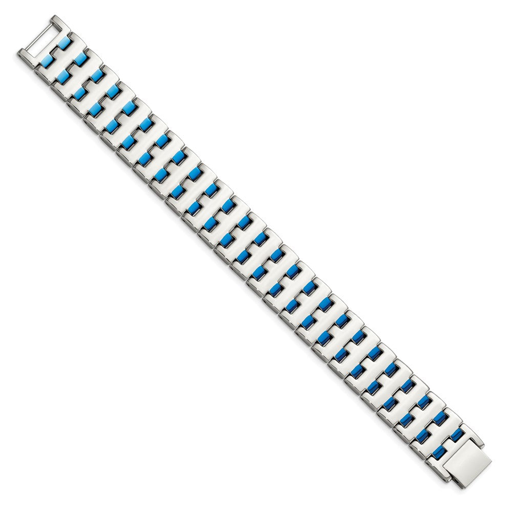 Stainless Steel Polished Blue IP-plated 8in Bracelet 8 inches