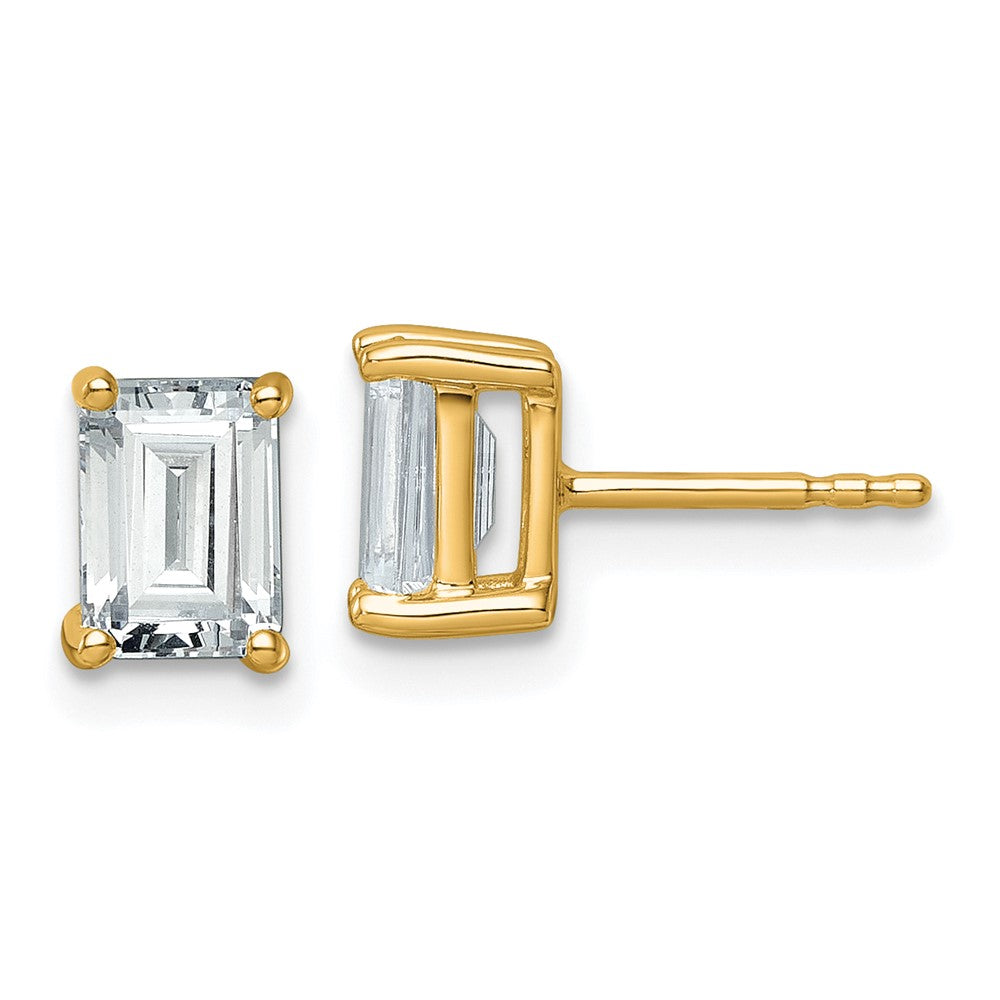 14k 2 carat Lab Grown Diamond VS+ F+ Emerald Complete Four Prong Stud Earrings